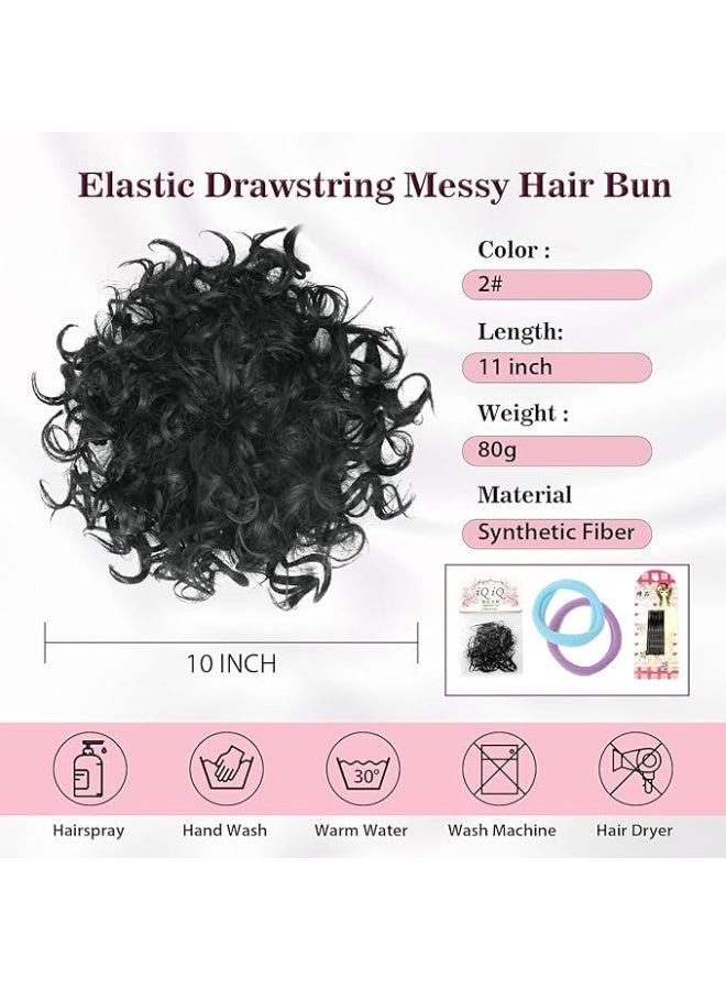 CLENEA Messy Bun Hair Piece, Elastic Drawstring Loose Wave Curly Bun Extension Curly Scrunchies Ponytail Extension Synthtic Hair Buns Hair Piece for Women Daily Use - Image 2